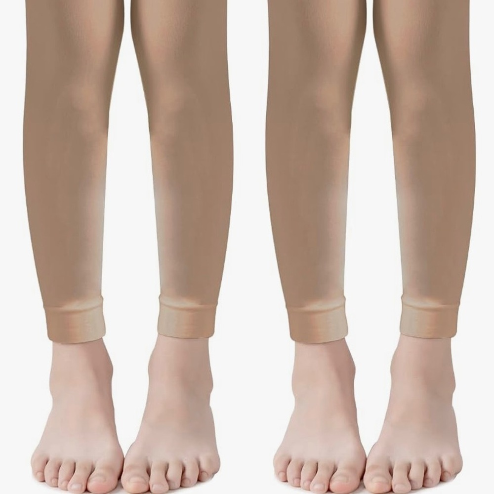 NEW 2 Pairs Girls Tan Ballet Dance Footless Tights For Ages 4-6 / 38-50lbs